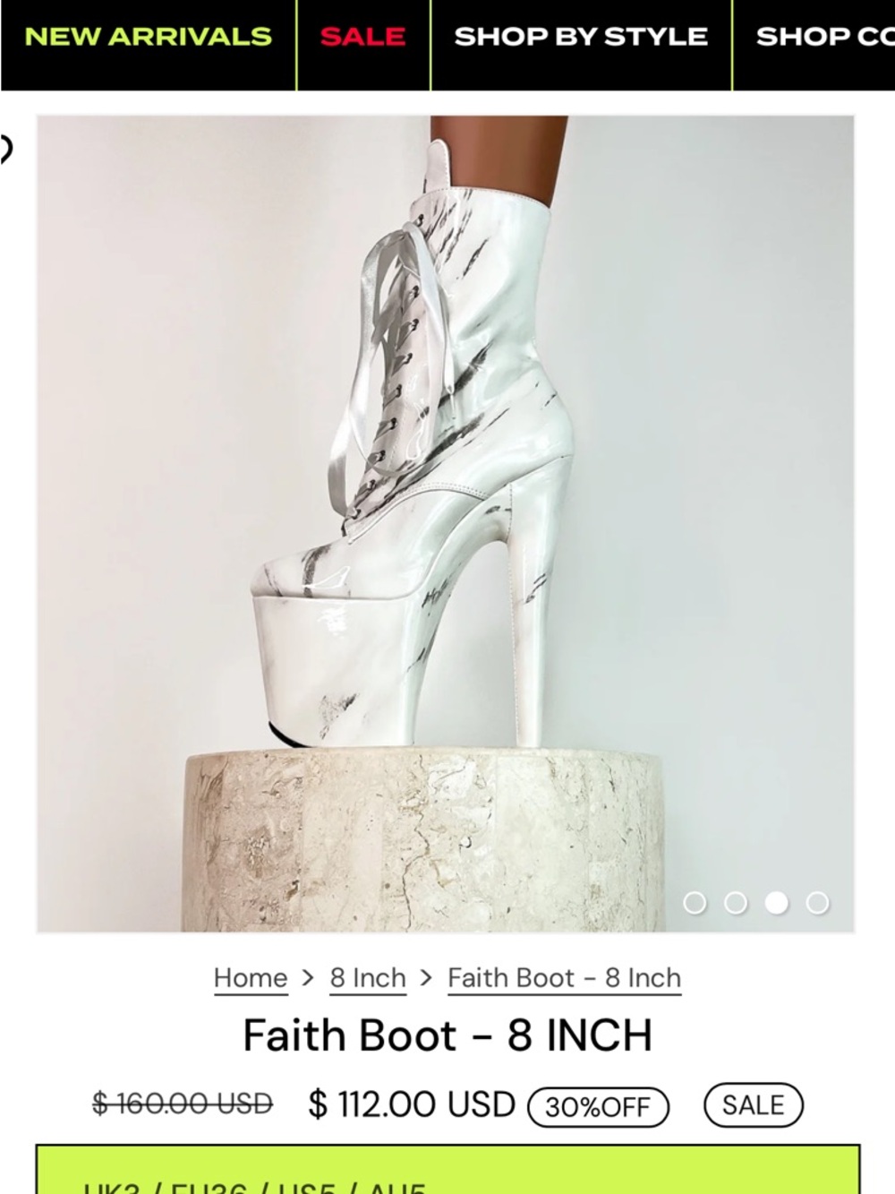 Hella Heels Faith 8-inch Marble Platform Lace-Up Boots - White